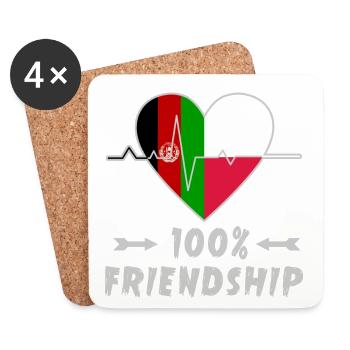 L'Afghanistan et la Pologne : amitié à 100 % - Dessous de verre (lot de 4) - blanc - Devant