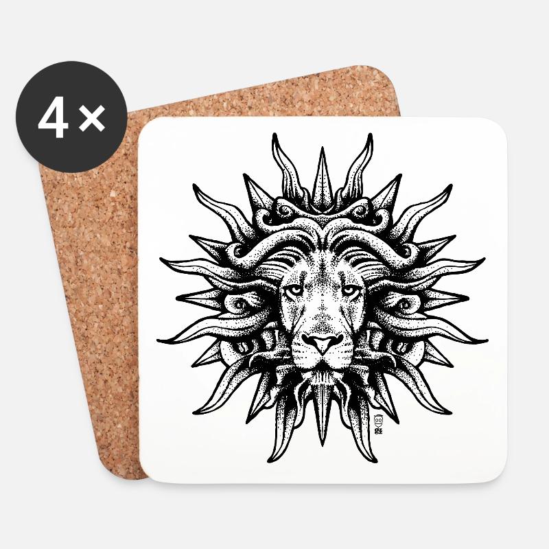 Löwe Sonne - Untersetzer (4er-Set) - Weiß