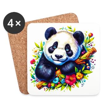 Panda - Untersetzer (4er-Set) - Weiß - Vorne