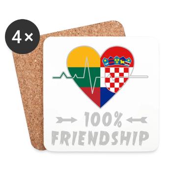 100 % amitié entre la Lituanie et la Croatie - Dessous de verre (lot de 4) - blanc - Devant