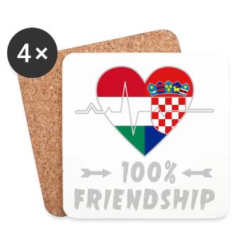 Ungarn und Kroatien 100% Freundschaft - Untersetzer (4er-Set) - Weiß - Vorne