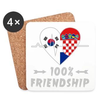 South Korea and Croatia 100% friendship - Coasters (set of 4) - white - Front