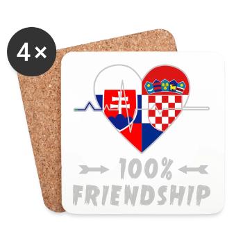 Slovakia and Croatia 100% friendship - Coasters (set of 4) - white - Front