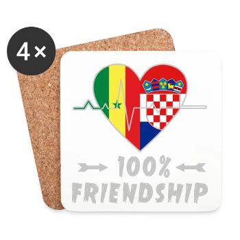 Senegal and Croatia 100% friendship - Coasters (set of 4) - white - Front
