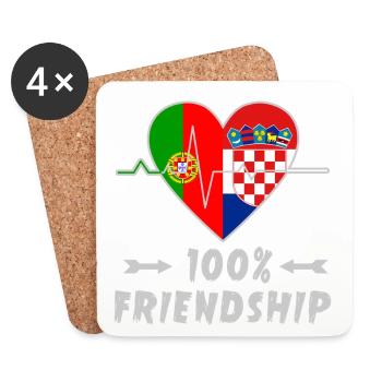 Portugal and Croatia 100% friendship - Coasters (set of 4) - white - Front
