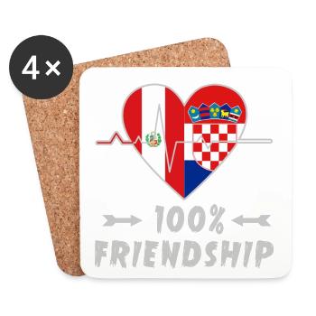 Peru und Kroatien 100% Freundschaft - Untersetzer (4er-Set) - Weiß - Vorne