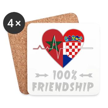 Marokko und Kroatien 100% Freundschaft - Untersetzer (4er-Set) - Weiß - Vorne