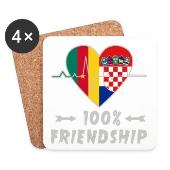 Kamerun und Kroatien 100% Freundschaft - Untersetzer (4er-Set) - Weiß - Vorne