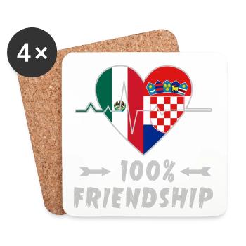 Mexiko und Kroatien 100% Freundschaft - Untersetzer (4er-Set) - Weiß - Vorne