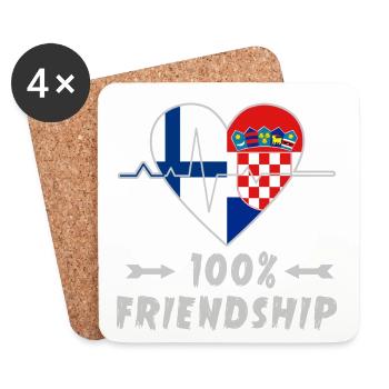 Finnland und Kroatien 100% Freundschaft - Untersetzer (4er-Set) - Weiß - Vorne