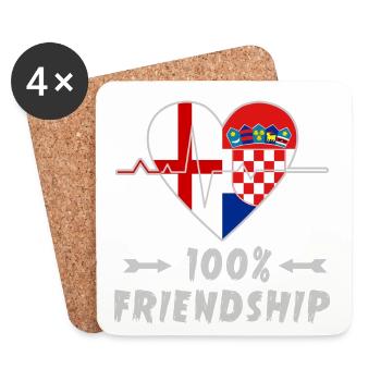 England and Croatia 100% friendship - Coasters (set of 4) - white - Front