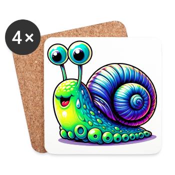 Schnecke - Untersetzer (4er-Set) - Weiß - Vorne