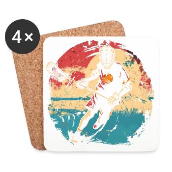 Joueur de crosse des années 80 - Dessous de verre (lot de 4) - blanc - Devant