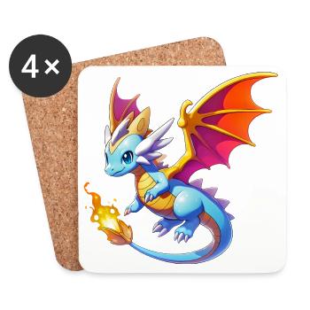 Drache - Untersetzer (4er-Set) - Weiß - Vorne