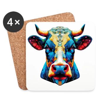 Vache - Dessous de verre (lot de 4) - blanc - Devant