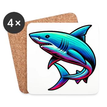 Requin - Dessous de verre (lot de 4) - blanc - Devant