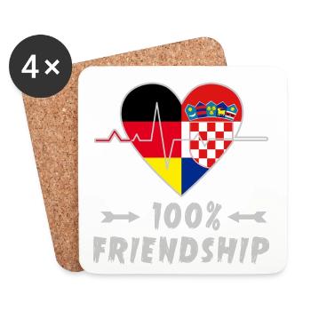 Deutschland und Kroatien 100% Freundschaft - Untersetzer (4er-Set) - Weiß - Vorne