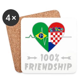 100 % amitié entre le Brésil et la Croatie - Dessous de verre (lot de 4) - blanc - Devant