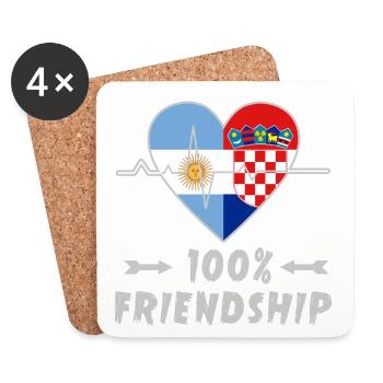 Argentinien und Kroatien 100% Freundschaft - Untersetzer (4er-Set) - Weiß - Vorne