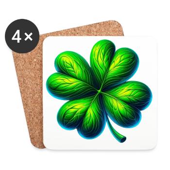 Trèfle à quatre feuilles - Dessous de verre (lot de 4) - blanc - Devant