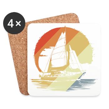 Croquis de navigation vintage - Dessous de verre (lot de 4) - blanc - Devant