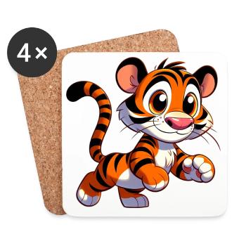Tigre - Dessous de verre (lot de 4) - blanc - Devant
