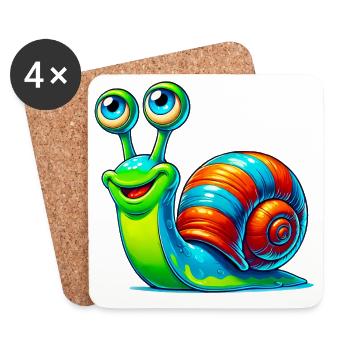 Schnecke - Untersetzer (4er-Set) - Weiß - Vorne