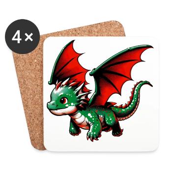 Drache - Untersetzer (4er-Set) - Weiß - Vorne