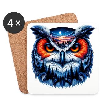 Owl - Coasters (set of 4) - white - Front