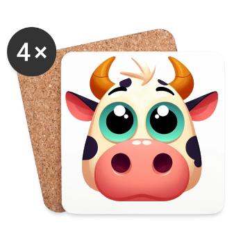Vache - Dessous de verre (lot de 4) - blanc - Devant