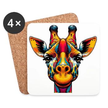 Girafe - Dessous de verre (lot de 4) - blanc - Devant