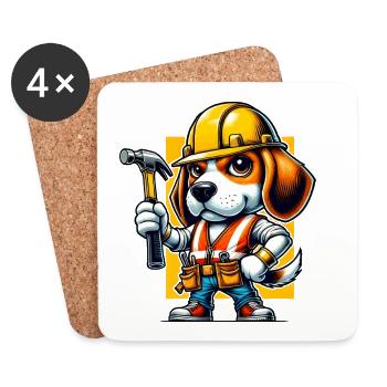 Beagle Bauarbeiter - Untersetzer (4er-Set) - Weiß - Vorne