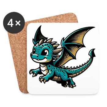 Dragon - Dessous de verre (lot de 4) - blanc - Devant