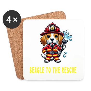 Beagle à la rescousse - Dessous de verre (lot de 4) - blanc - Devant