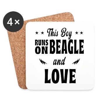 Ce design beagle pour garçon - Dessous de verre (lot de 4) - blanc - Devant