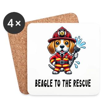 Beagle zur Rettung - Untersetzer (4er-Set) - Weiß - Vorne