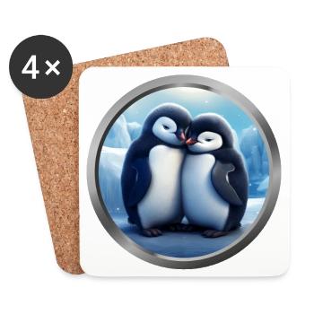 Baby Penguins Animals - Coasters (set of 4) - white - Front
