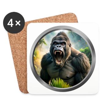 Gorilla Animal - Coasters (set of 4) - white - Front