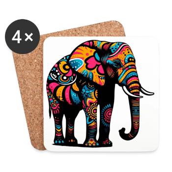 Elefant - Untersetzer (4er-Set) - Weiß - Vorne
