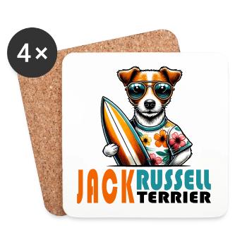 Jack Russell Terrier Surfing Design - Coasters (set of 4) - white - Front