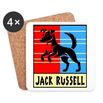 Motif de chien Jack Russell Terrier - Dessous de verre (lot de 4) - blanc - Devant