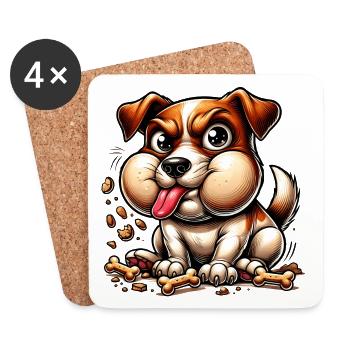 Conception de friandises Jack Russell Terrier - Dessous de verre (lot de 4) - blanc - Devant