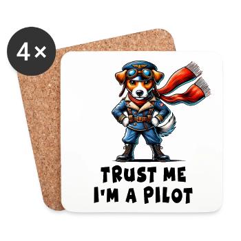 Jack Russell Terrier Pilot - Untersetzer (4er-Set) - Weiß - Vorne