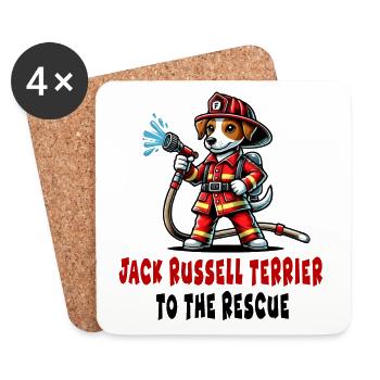 Jack Russell Terrier Feuerwehrmann - Untersetzer (4er-Set) - Weiß - Vorne