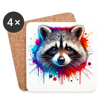 Waschbär - Untersetzer (4er-Set) - Weiß - Vorne
