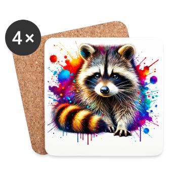 Raccoon - Coasters (set of 4) - white - Front