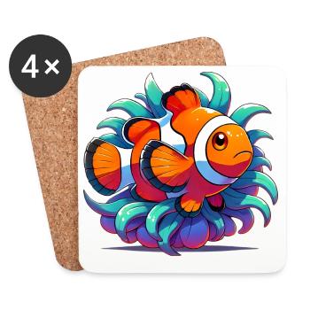 Clownfisch - Untersetzer (4er-Set) - Weiß - Vorne