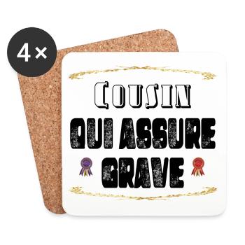 Cousin Qui Assure Grave - Dessous de verre (lot de 4) - blanc - Devant