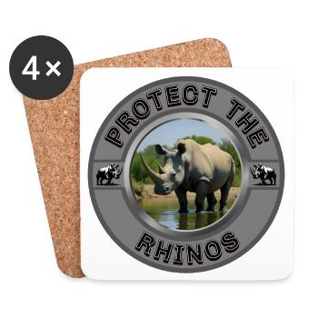 Protect the Rhinos - Coasters (set of 4) - white - Front