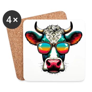 Vache - Dessous de verre (lot de 4) - blanc - Devant